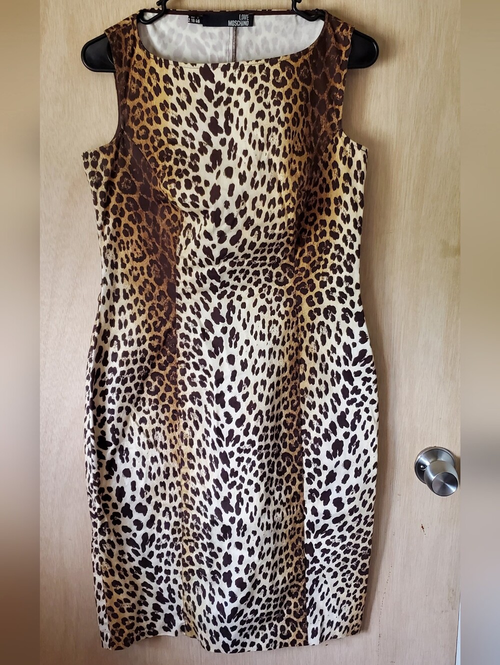 Love Moschino Vintage Leopard Print Sleeveless Sheath Dress, Size US 10 GUC